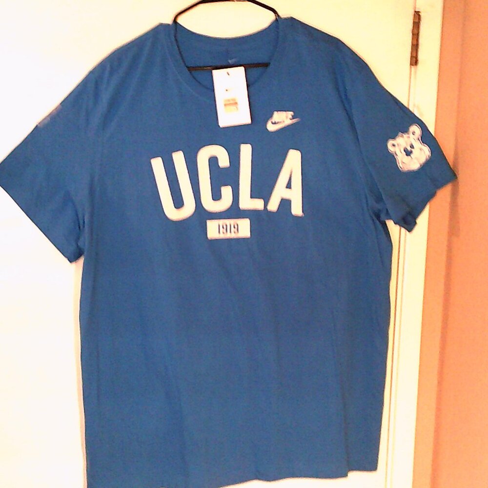 NEW NIKE NCAA BASKETBALL "UCLA Bruins LOGO Tee " MEN'S BLUE T-SHIRT 2XL N199-44U